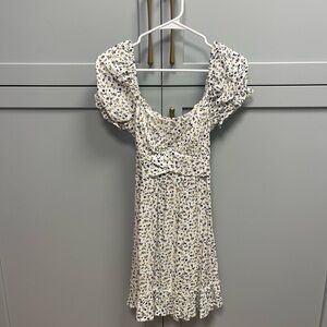 Altar’d State White Floral Mini Dress Puff Sleeve Cottagecore Size Small